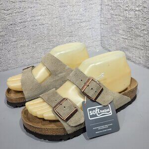 Birkenstock Arizona Soft Footbed Women's US Size 5 R Taupe Suede Strap Sandals